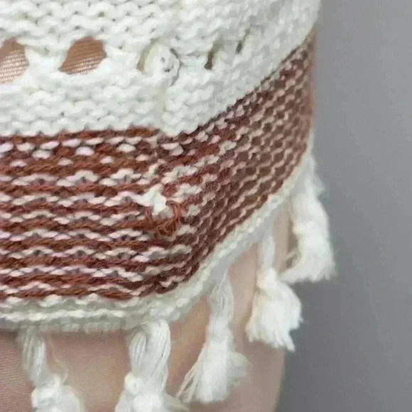 Alya Boho Striped Knit Tank w/ Tassels White/Orange Women's Size Medium‎ - Picture 4 of 8